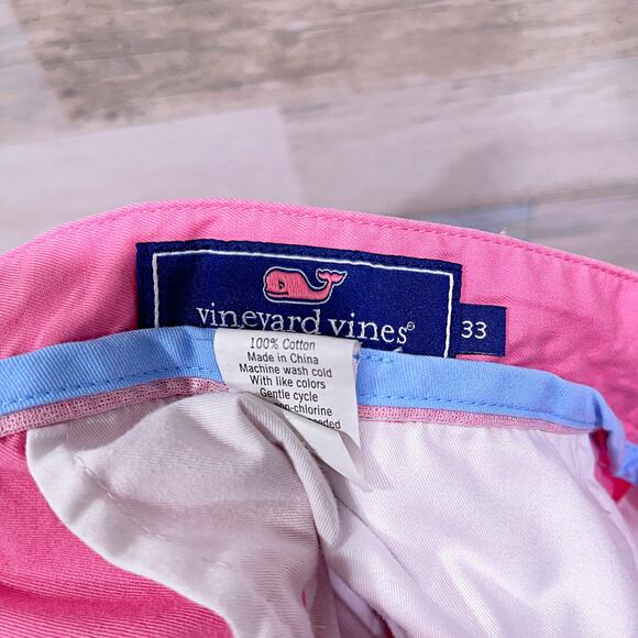 Vineyard Vines 9" Club Shorts Pink Flat Front Stretch Chino Casual Mens 33 - Picture 4 of 5